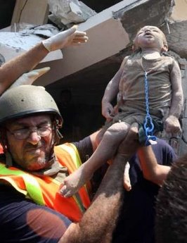 green helmet guy and baby